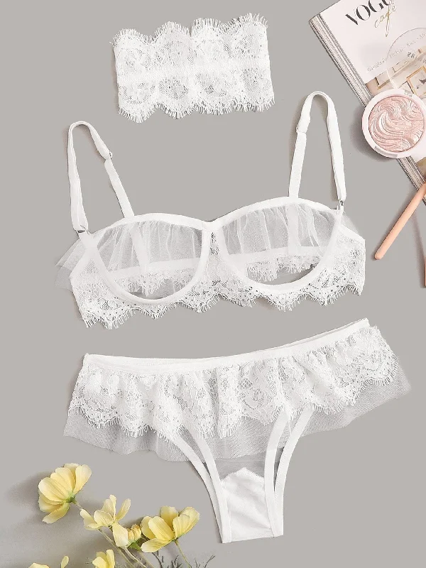 Lingerie Gift Sets for Women Floral Lace Sheer Lingerie Set With Choker