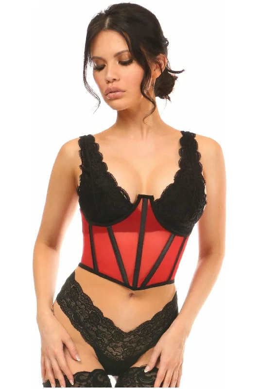 Edwardian inspired women bustiers and corsetsLavish Red Mesh Open Cup Waist Cincher