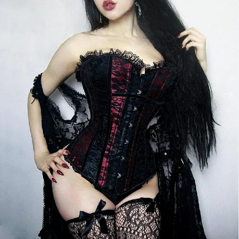 boned women bustiers and corsets structureWomen's Gothic Buckles Lace Overbust Corsets boned women bustiers and corsets structureWomen's Gothic Buckles Lace Overbust Corsets