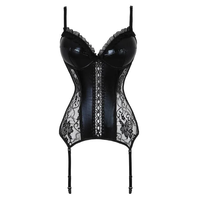 burlesque women bustiers and corsetsWomen's Gothic Faux Leather Splicing Floral Lace Overbust Corsets burlesque women bustiers and corsetsWomen's Gothic Faux Leather Splicing Floral Lace Overbust Corsets