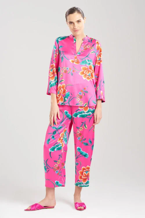 women's two - piece pajama sets with matching tops and bottomsSarasa Satin PJ