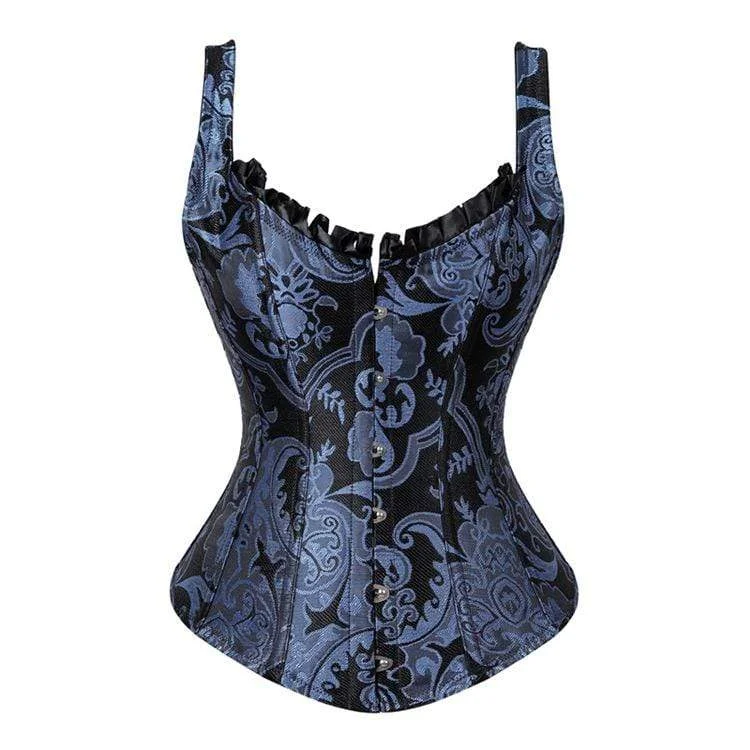 beaded women bustiers and corsetsWomen's Gothic Jacquard Overbust Corsets Blue