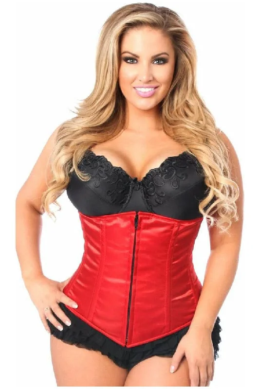 low - cut women bustiers and corsetsLavish Red Underbust Zipper Corset