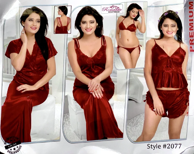 swim - proof women bikini briefs for water sportsRomantic Nightwear - 6Pcs Bridal Nighty Sets - 2077 - Long Nighty with Gown, Cami Set & Sexy Bikini Set