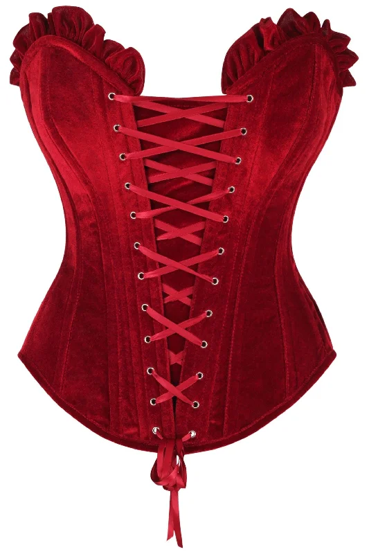 cheap women bustiers and corsets onlineTop Drawer Dark Red Velvet Lace-Up Steel Boned Overbust Corset cheap women bustiers and corsets onlineTop Drawer Dark Red Velvet Lace-Up Steel Boned Overbust Corset