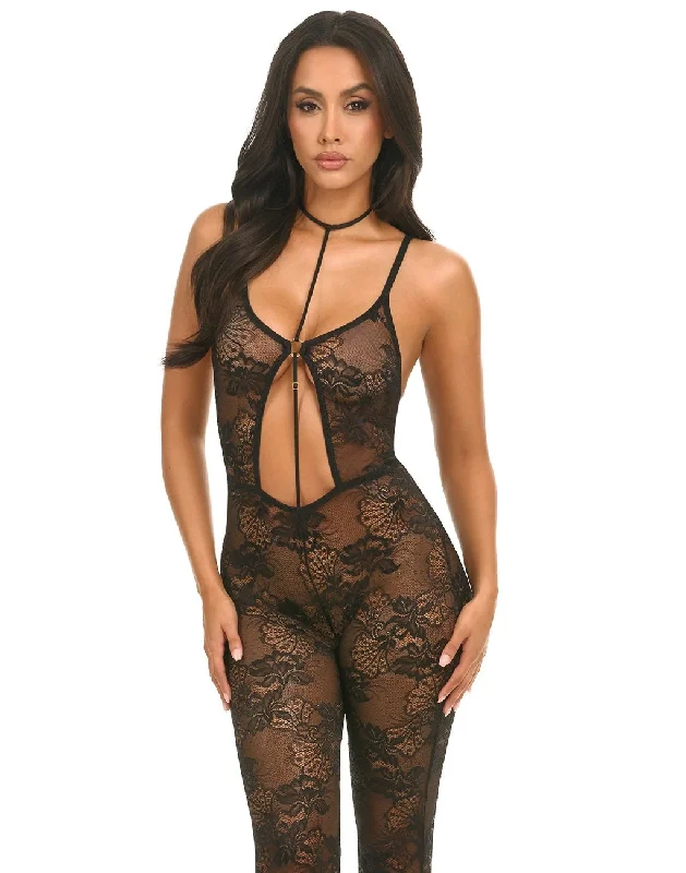 Elegant French Lace Lingerie for Women Presley Choker Lace Catsuit