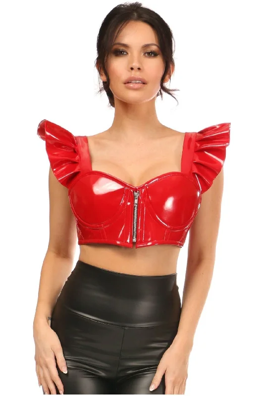 machine made women bustiers and corsetsLavish Red Patent Underwire Bustier Top w/Removable Ruffle Sleeves machine made women bustiers and corsetsLavish Red Patent Underwire Bustier Top w/Removable Ruffle Sleeves