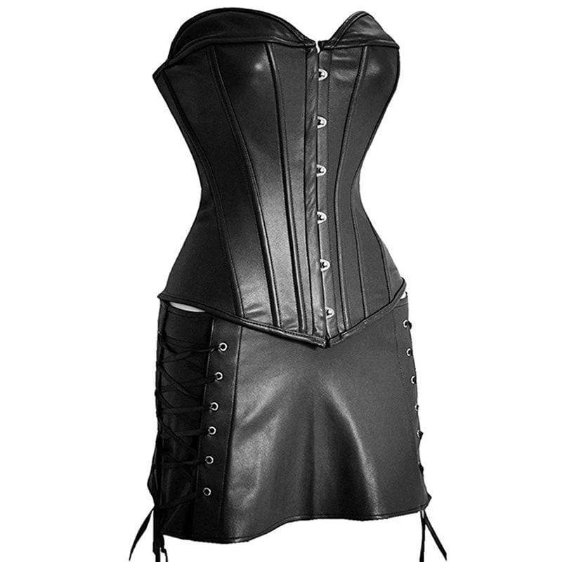 leather women bustiers and corsetsWomen's Lace-up Faux Leather Overbust Corsets