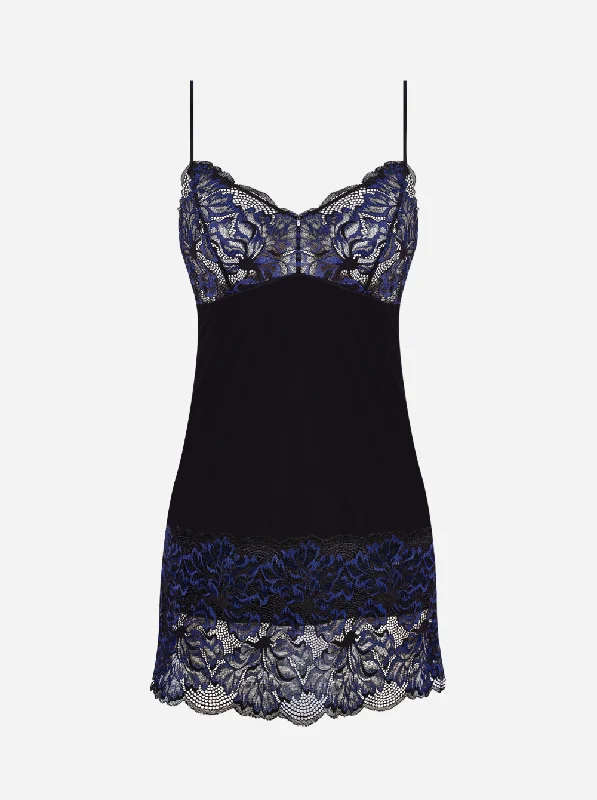 round - neck women lounge dress for a classic appearanceEmmaline Lace Chemise - Midnight round - neck women lounge dress for a classic appearanceEmmaline Lace Chemise - Midnight