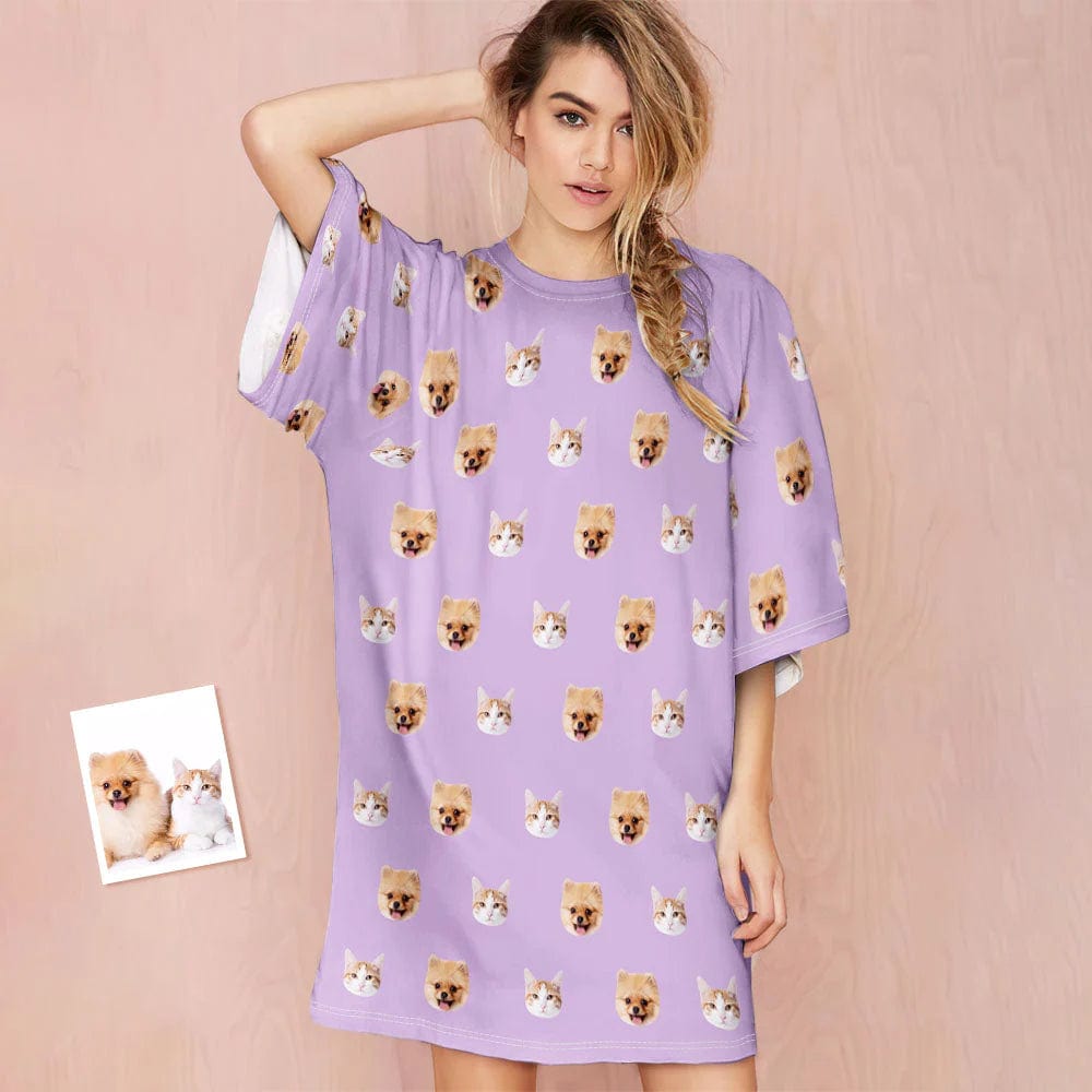 women's nightgowns for a beach vacationPersonalized Pet Faces Multicolor Men Sleepwear&Women's Oversized Sleep Tee Custom Dog Cat Crew Neck Couple Matching Short Pajama Set women's nightgowns for a beach vacationPersonalized Pet Faces Multicolor Men Sleepwear&Women's Oversized Sleep Tee Custom Dog Cat Crew Neck Couple Matching Short Pajama Set