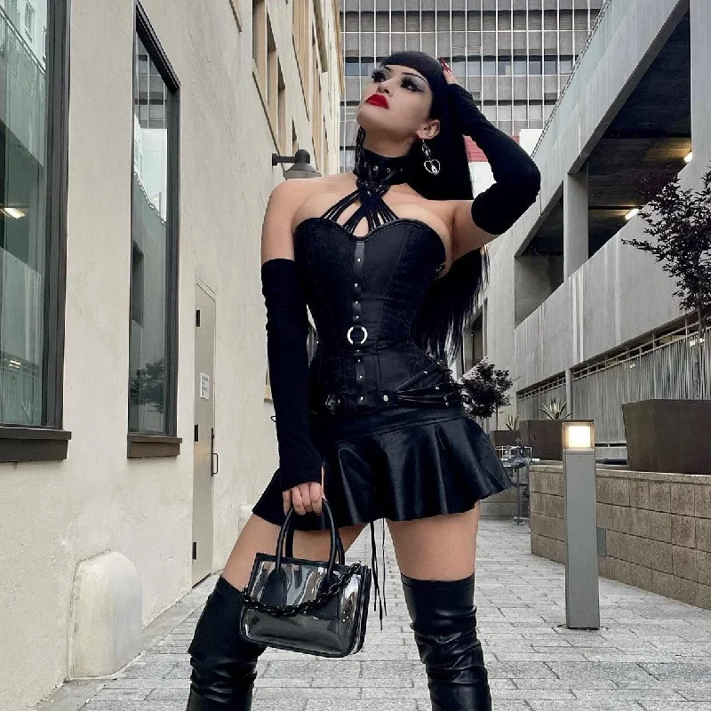 custom fit women bustiers and corsetsWomen's Gothic Side Zipper Halter Top Corsets