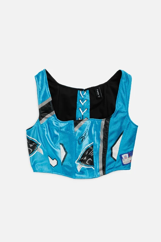 designer women bustiers and corsets collectionsRework Carolina Panthers NFL Corset - M designer women bustiers and corsets collectionsRework Carolina Panthers NFL Corset - M