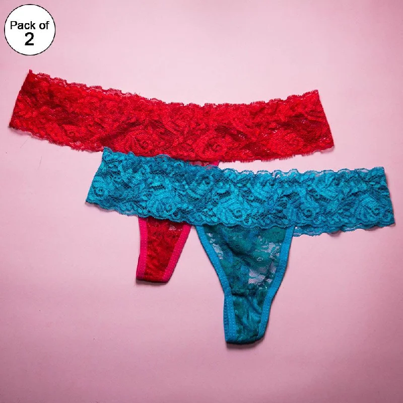 swimwear inspired women sexy lingeriePack of 2 - Women's Sexy Intimate Lace Thong Panty Extreme Look - Red & Firozi swimwear inspired women sexy lingeriePack of 2 - Women's Sexy Intimate Lace Thong Panty Extreme Look - Red & Firozi