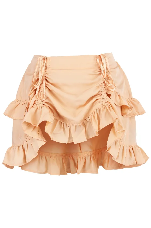 workout women bustiers and corsets supportBeige Crepe Ruched Bustle Skirt