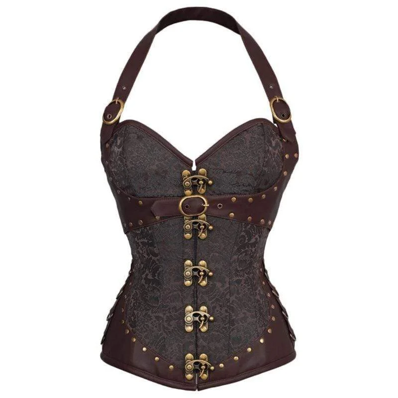 zip front women bustiers and corsets designWomen's Gothic Floral Halter Top Corsets With T-back zip front women bustiers and corsets designWomen's Gothic Floral Halter Top Corsets With T-back