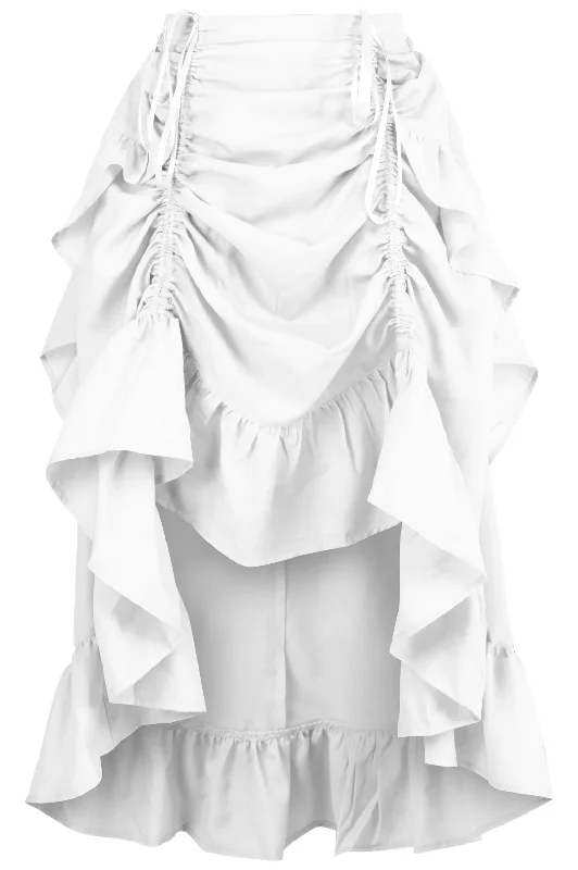clubbing women bustiers and corsetsWhite Crepe Adjustable High Low Skirt