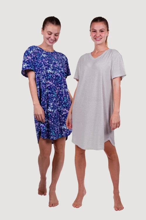 women's nightgowns with a unique embroidery detailSleepshirt 2 Pack