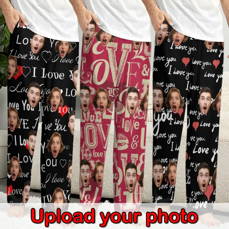 women's sleepshirts with a soft fleece finishCustom Face Couple Slumber Party Unisex Long Pajama Pants For Men Women Kids