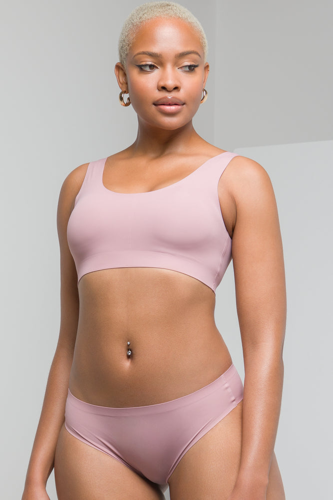 Women's Tummy Control Lingerie 2 Pack Bonded Brazilian Panties Pink & Dark Grey