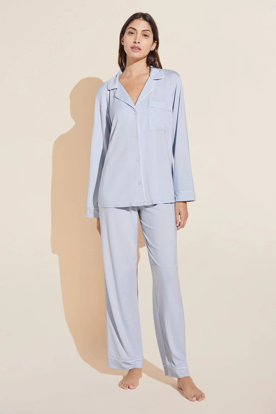 women's pajama sets with a satin - finished fabricGisele TENCEL™ Modal Long PJ Set | Ice Blue/Ivory women's pajama sets with a satin - finished fabricGisele TENCEL™ Modal Long PJ Set | Ice Blue/Ivory