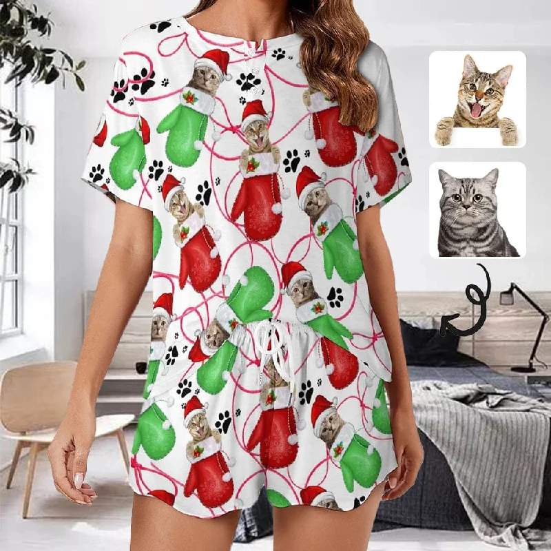 women's nightgowns for a girls' slumber party【Discount - limited time】Custom Pet Face Cat Gloves Paw Print Pajama Set Women's Short Sleeve Top and Shorts Loungewear Athletic Tracksuits women's nightgowns for a girls' slumber party【Discount - limited time】Custom Pet Face Cat Gloves Paw Print Pajama Set Women's Short Sleeve Top and Shorts Loungewear Athletic Tracksuits
