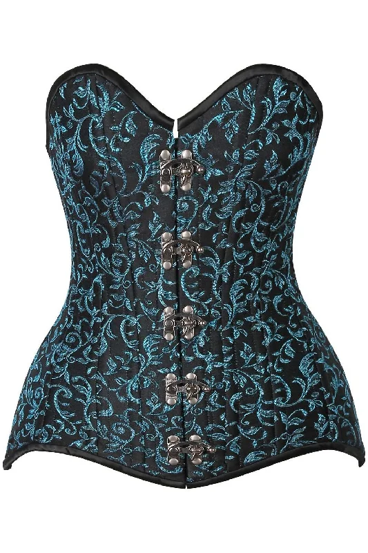 Victorian style women bustiers and corsetsTop Drawer CURVY Teal Brocade Double Steel Boned Overbust Corset Victorian style women bustiers and corsetsTop Drawer CURVY Teal Brocade Double Steel Boned Overbust Corset