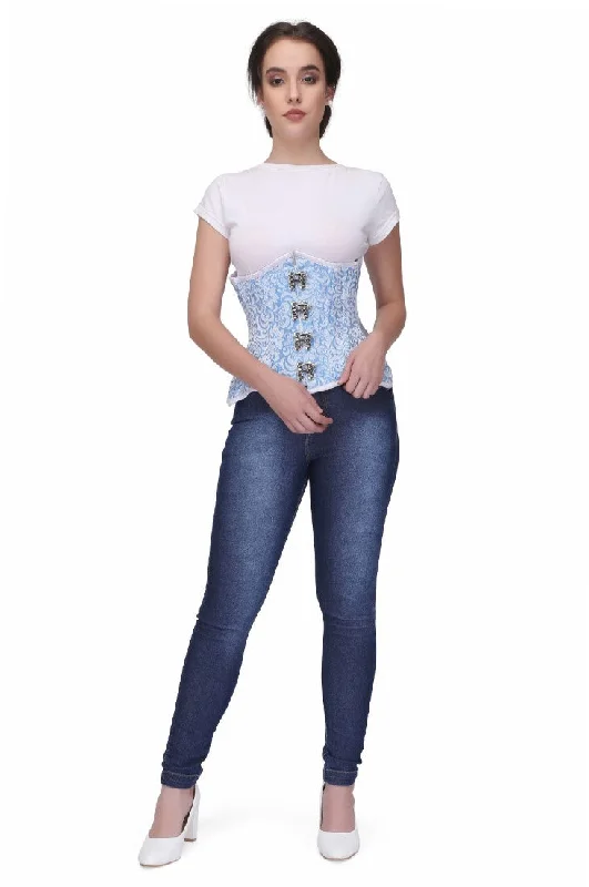 hypoallergenic women bustiers and corsetsOlina Turquise Authentic Steel Boned Jacquard Underbust Waist Training Corset