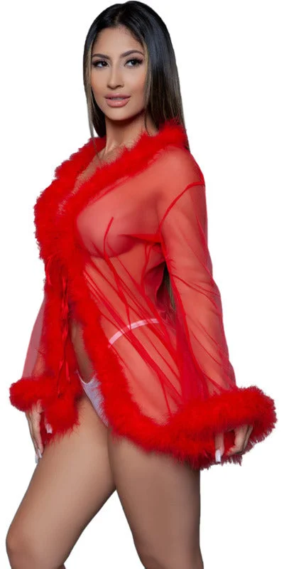modern women sexy lingerie trendsSexy Short Marabou Robe in Red