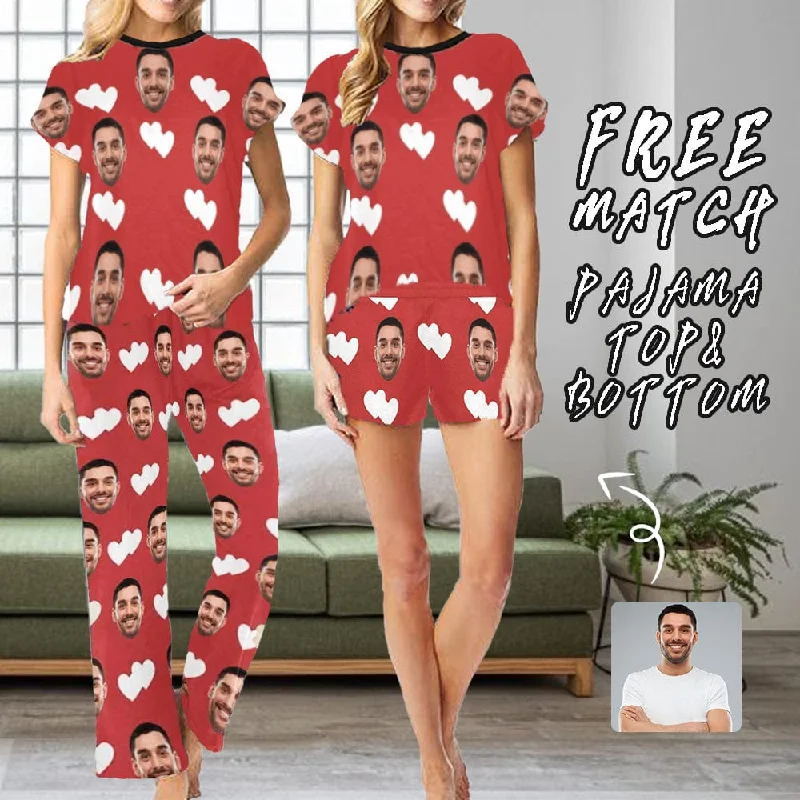 short sleeve women's sleepshirts for summerCustom Husband Face Heart Red Background Sleepwear Personalized Photo Women's Pajama T-Shirt&Shorts&Pants Free Match short sleeve women's sleepshirts for summerCustom Husband Face Heart Red Background Sleepwear Personalized Photo Women's Pajama T-Shirt&Shorts&Pants Free Match