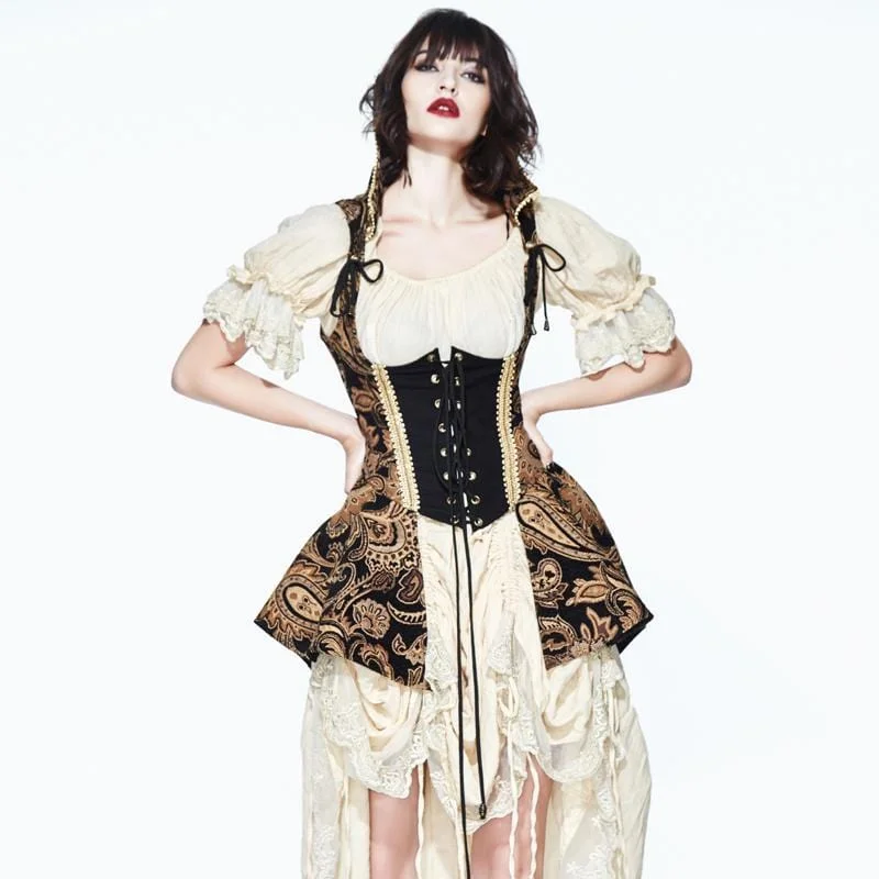 clubbing women bustiers and corsetsWomen's Gold & Black Printed Corset