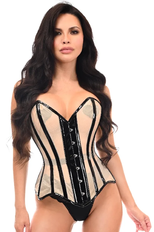 modern women bustiers and corsets trendsTop Drawer Nude Mesh & Black Patent Steel Boned Corset modern women bustiers and corsets trendsTop Drawer Nude Mesh & Black Patent Steel Boned Corset