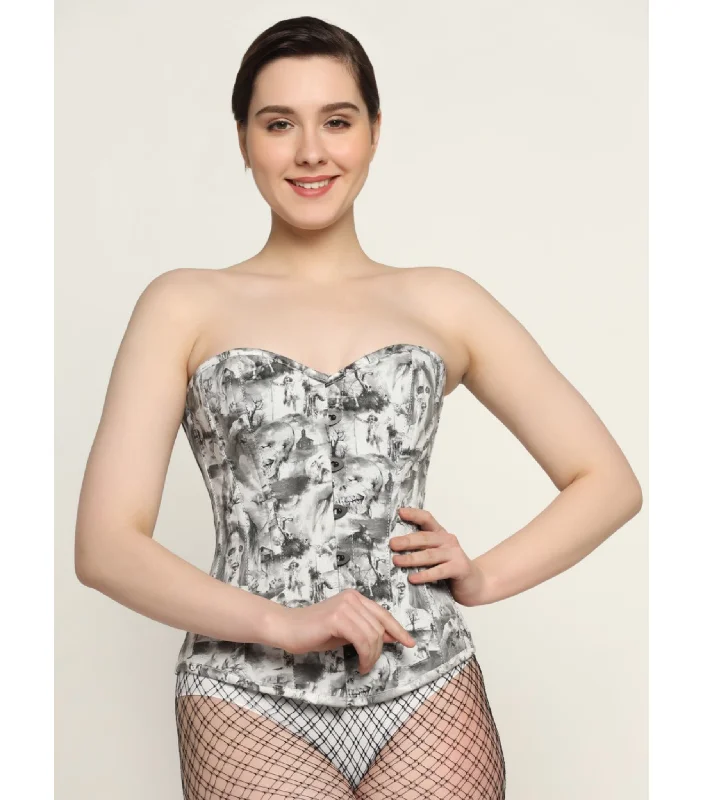 bridal women bustiers and corsetsQuatrefoil printed waist reducing  overbust Corsets