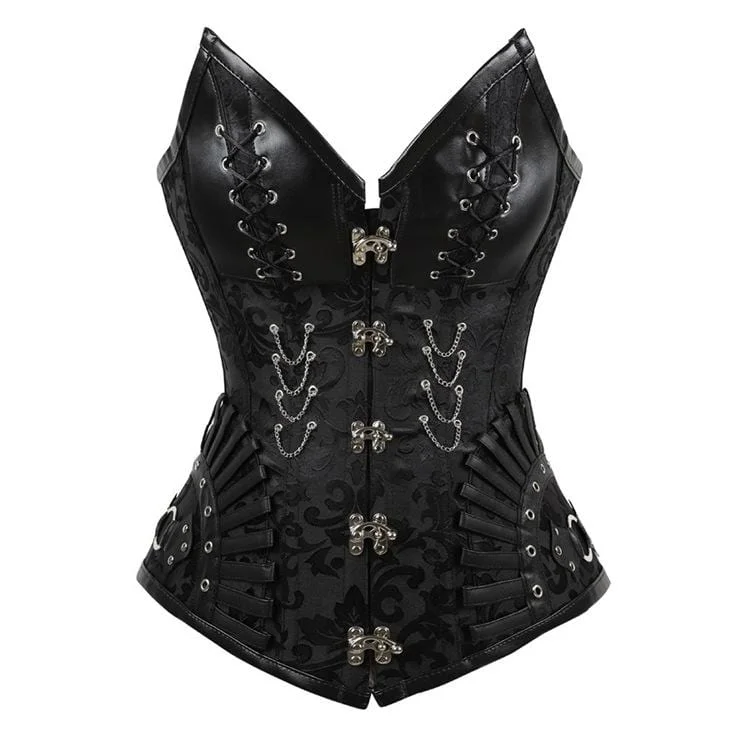 designer women bustiers and corsets collectionsWomen's Gothic Strappy Faux Leather Splicing Floral Corsets designer women bustiers and corsets collectionsWomen's Gothic Strappy Faux Leather Splicing Floral Corsets