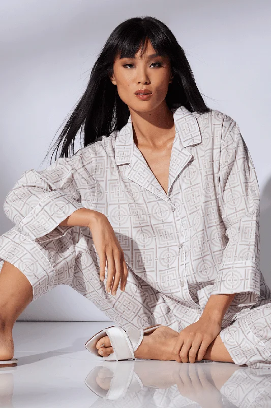 women's satin pajama sets with lace trimInfinity Cotton Sateen Notch PJ