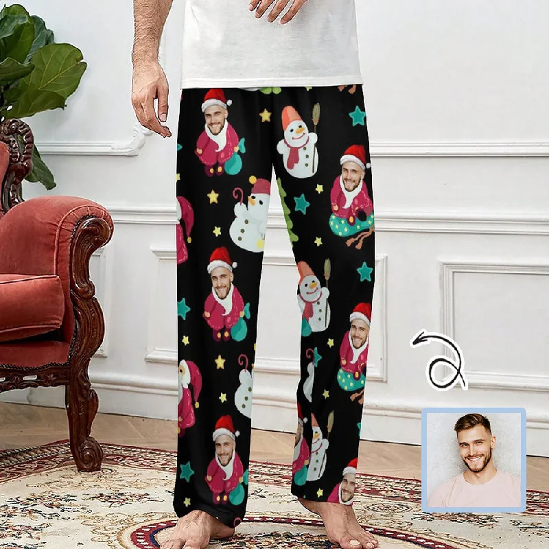 women's sleepshirts with a novelty printCustom Face Christmas Slumber Party Unisex Long Pajama Pants For Men Women for Christmas