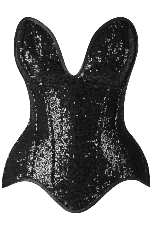 modern women bustiers and corsets trendsTop Drawer Steel Boned Black Sequin Plunge Neckline Overbust Corset modern women bustiers and corsets trendsTop Drawer Steel Boned Black Sequin Plunge Neckline Overbust Corset