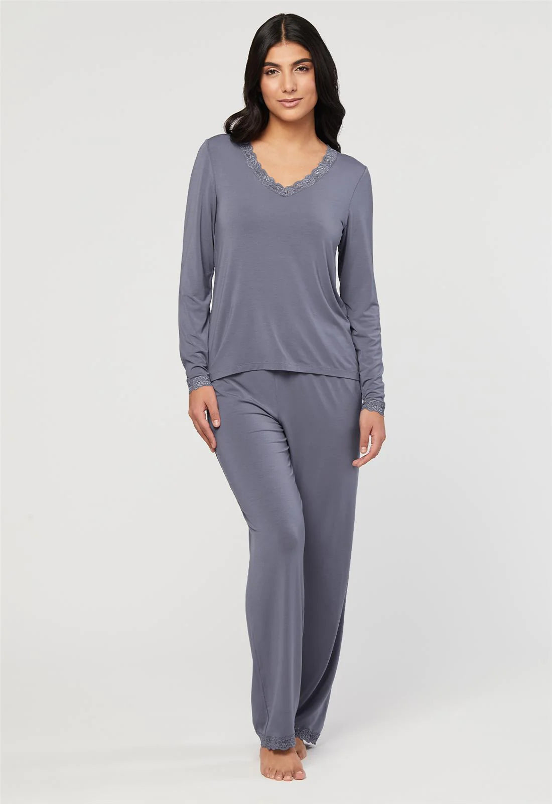 women's pajama sets with a unique embroidery detailLong Sleeve Pj Set With Shelf Bra women's pajama sets with a unique embroidery detailLong Sleeve Pj Set With Shelf Bra