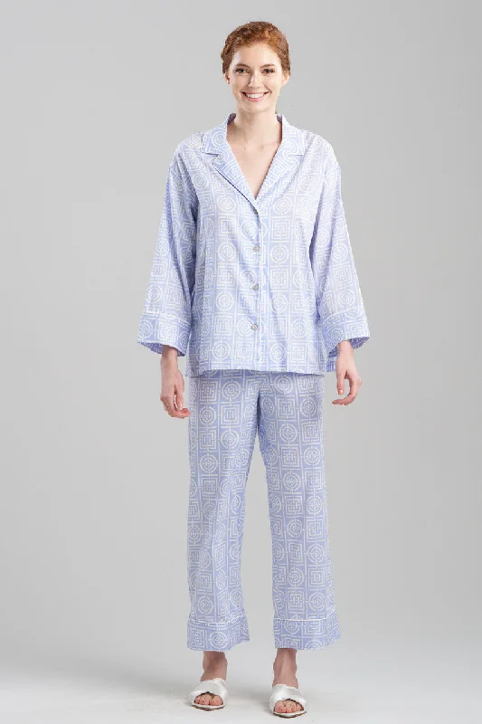 women's cotton pajama sets for breathable comfortInfinity Cotton Sateen Notch PJ