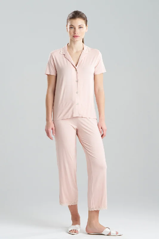 women's pull - on pajama sets for hassle - free dressingFeathers Essentials Lenzing™ Ecovero™ Viscose Lace Applique Trim PJ
