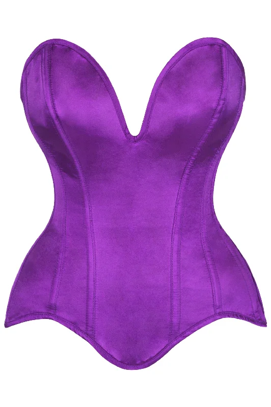 custom fit women bustiers and corsetsTop Drawer Steel Boned Purple Satin Plunge Neckline Overbust Corset custom fit women bustiers and corsetsTop Drawer Steel Boned Purple Satin Plunge Neckline Overbust Corset