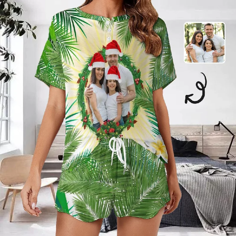 women's nightgowns with a sheer panel【Discount - limited time】Custom Photo Family Coniferous Green Pajama Set Women's Short Sleeve Top and Shorts Loungewear Athletic Tracksuits women's nightgowns with a sheer panel【Discount - limited time】Custom Photo Family Coniferous Green Pajama Set Women's Short Sleeve Top and Shorts Loungewear Athletic Tracksuits