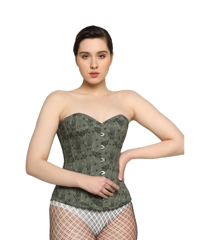 Victorian style women bustiers and corsetsHand of Wisdom printed waist reducing  overbust Corsets