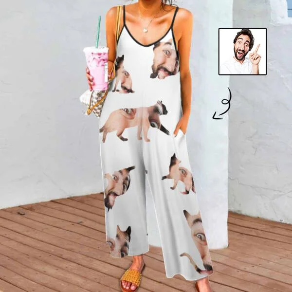 fitted women's sleepshirts for a more tailored lookPersoanlized Sleepwear Custom Face Loungewear with Photo On Them Cat Shape Women's Suspender Jumpsuit Loungewear fitted women's sleepshirts for a more tailored lookPersoanlized Sleepwear Custom Face Loungewear with Photo On Them Cat Shape Women's Suspender Jumpsuit Loungewear