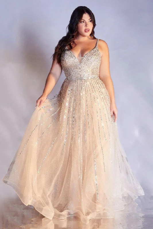 women sexy dresses for cruise vacationsCinderella Divine CD940C Long Plus Size A-Line Prom Dress