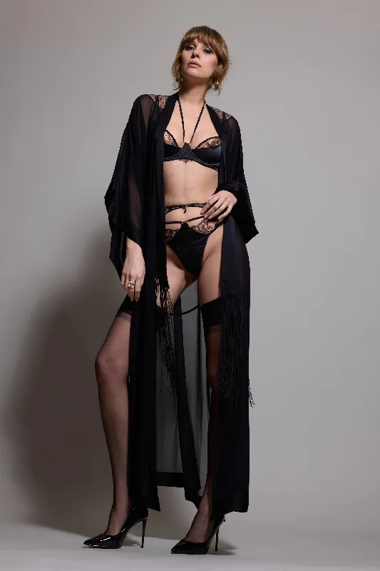 women robes for a comfortable night's sleepRosalia Silk Robe - Black