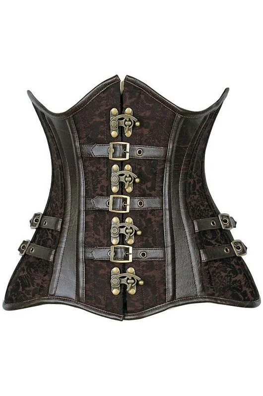 post - pregnancy women bustiers and corsetsTop Drawer CURVY Brown Brocade Steampunk Steel Double Boned Under Bust Corset