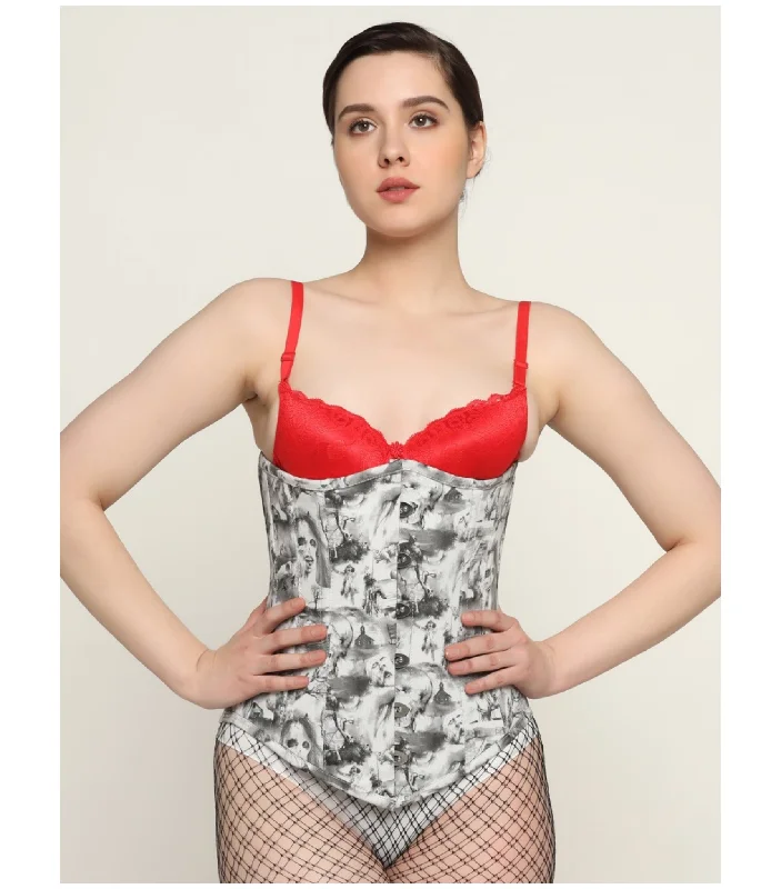 Edwardian inspired women bustiers and corsetsQuatrefoil printed waist reducing longlined underbust corset