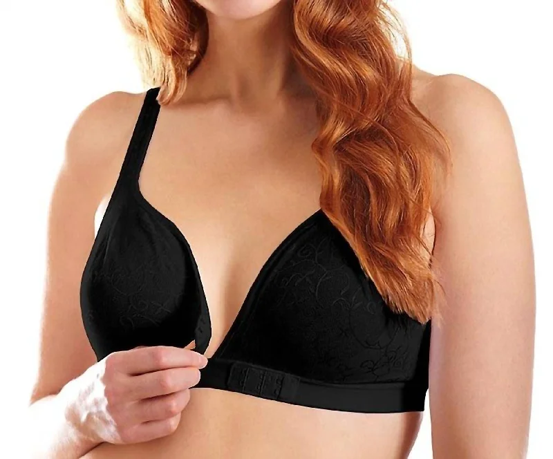 silk women lingerie for a smooth touchCrossover Front Closure Racer Back Leisure Bra In Black silk women lingerie for a smooth touchCrossover Front Closure Racer Back Leisure Bra In Black