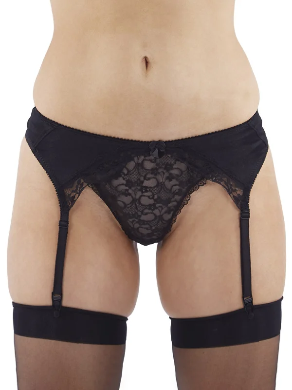 role play women lingerie for themed experiencesLace Trimmed Suspender Belt Black