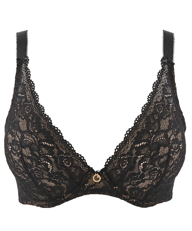 removable strap women lingerie for versatilityRosessence Black Comfort Plunge Bra